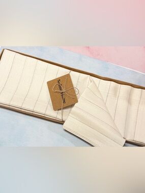 Solomon Home Set of 4 New in Box Cream Boho Linen Pinstripe Placemats